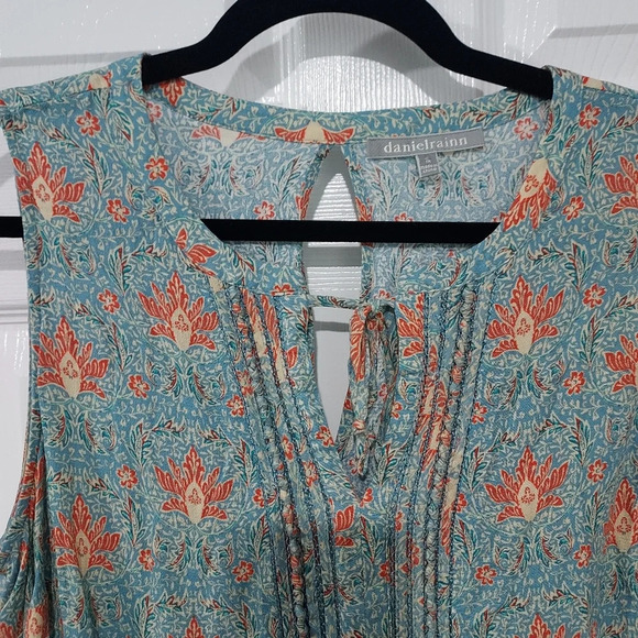 Daniel Rainn Teal Green Marielle Tassel Detail Sleeveless Blouse in Size 1X - Picture 4 of 10